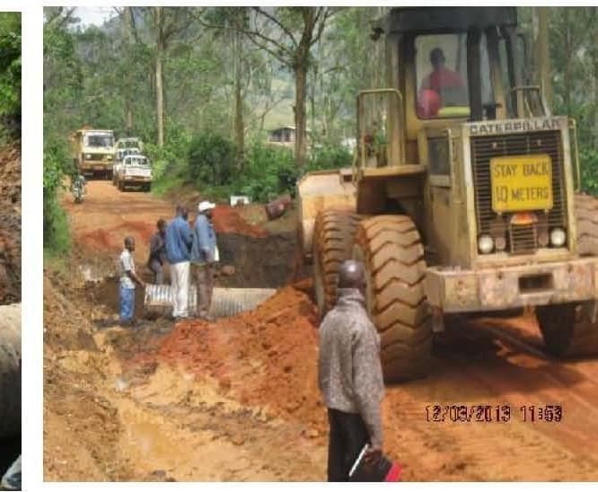 Chantier d'entretien routier avec les équipes